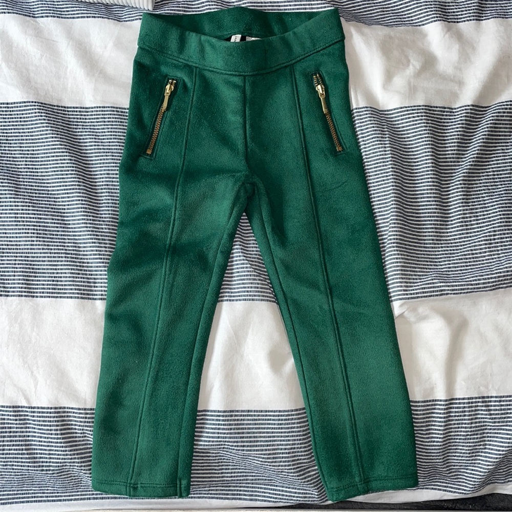 Janie and Jack green velour pants. 2t